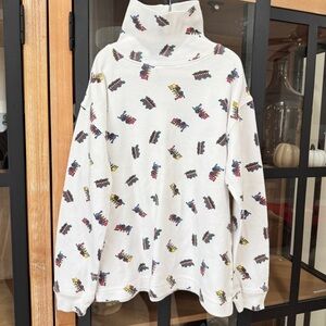 Vintage 90s Talbots Kids Trains Print Turtleneck sweater long sleeve tee toddler